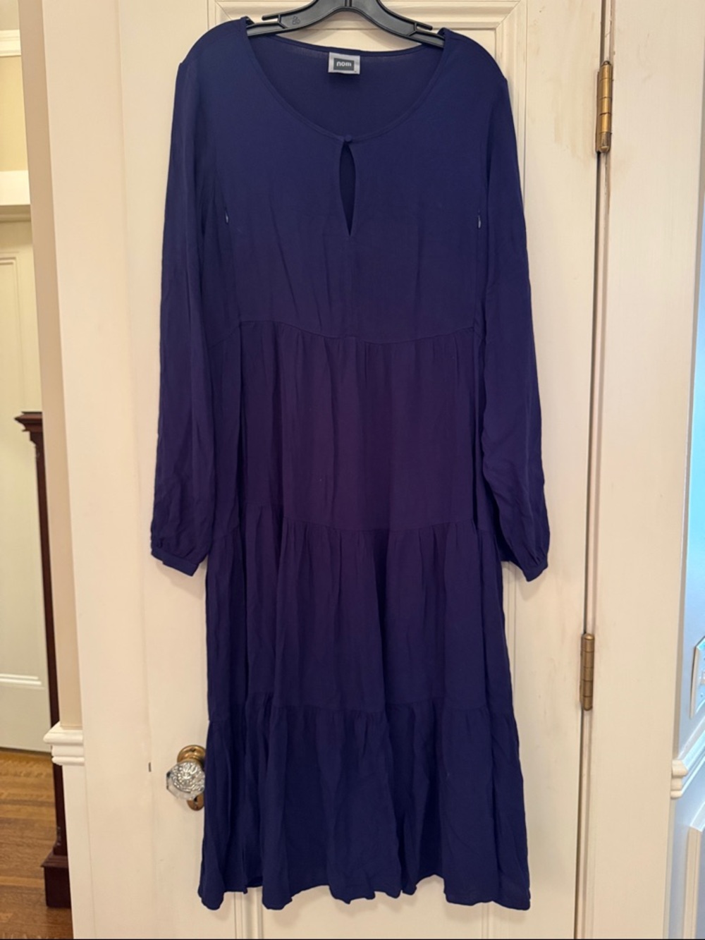 Maternity / Nursing Long Tiered Navy Blue Dress